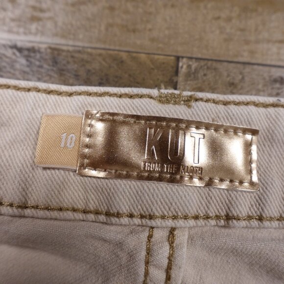 Kut from the Kloth jeans Christine Straight Leg women's 10 cream - Picture 4 of 15